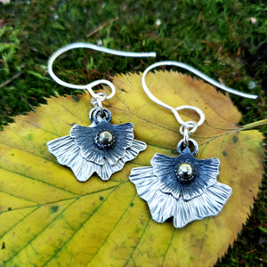 The Woodland Collection - Ombré Ginkgo Leaf Earrings in Sterling Silver