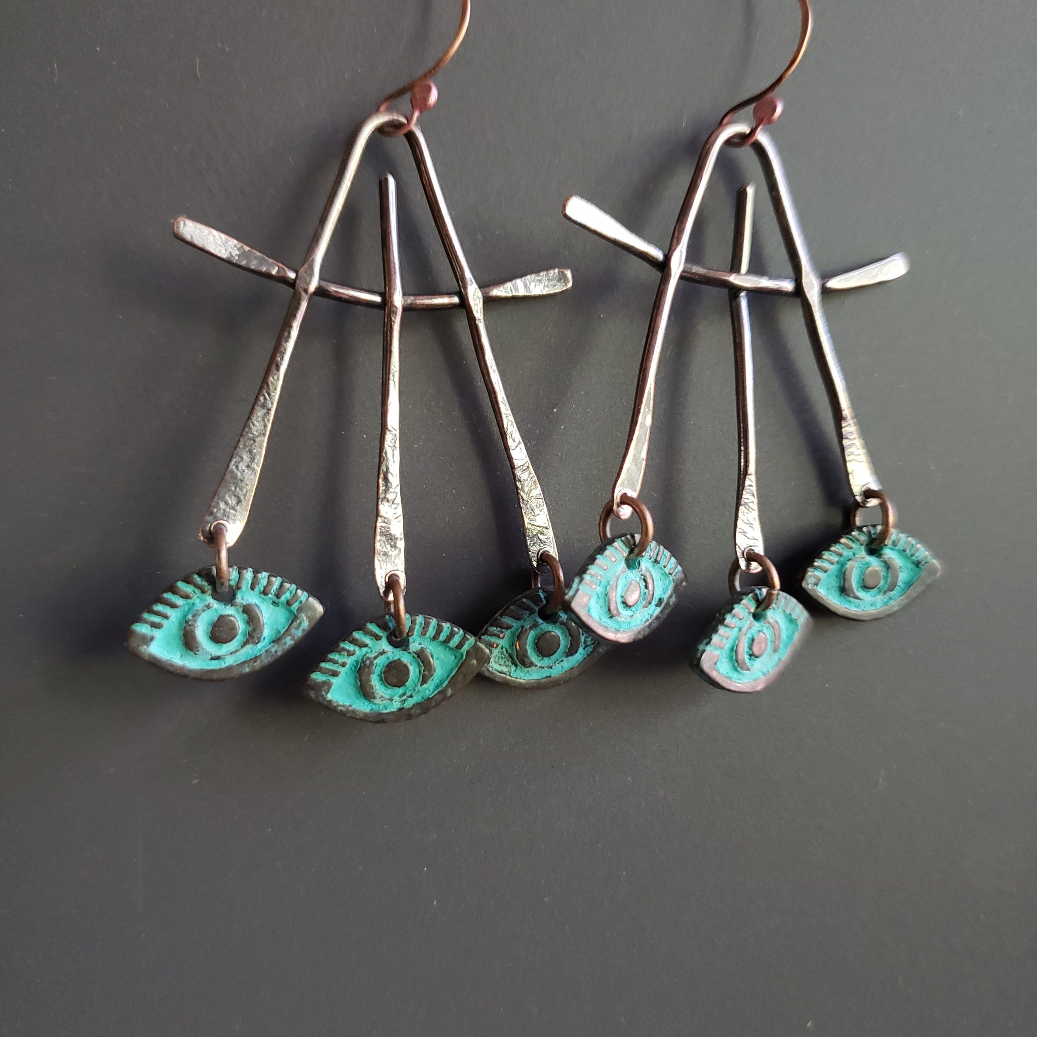 Three Third Eyes Copper Earrings