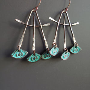 Three Third Eyes Copper Earrings