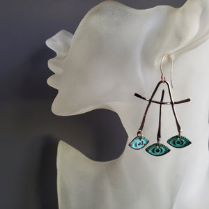 Three Third Eyes Copper Earrings