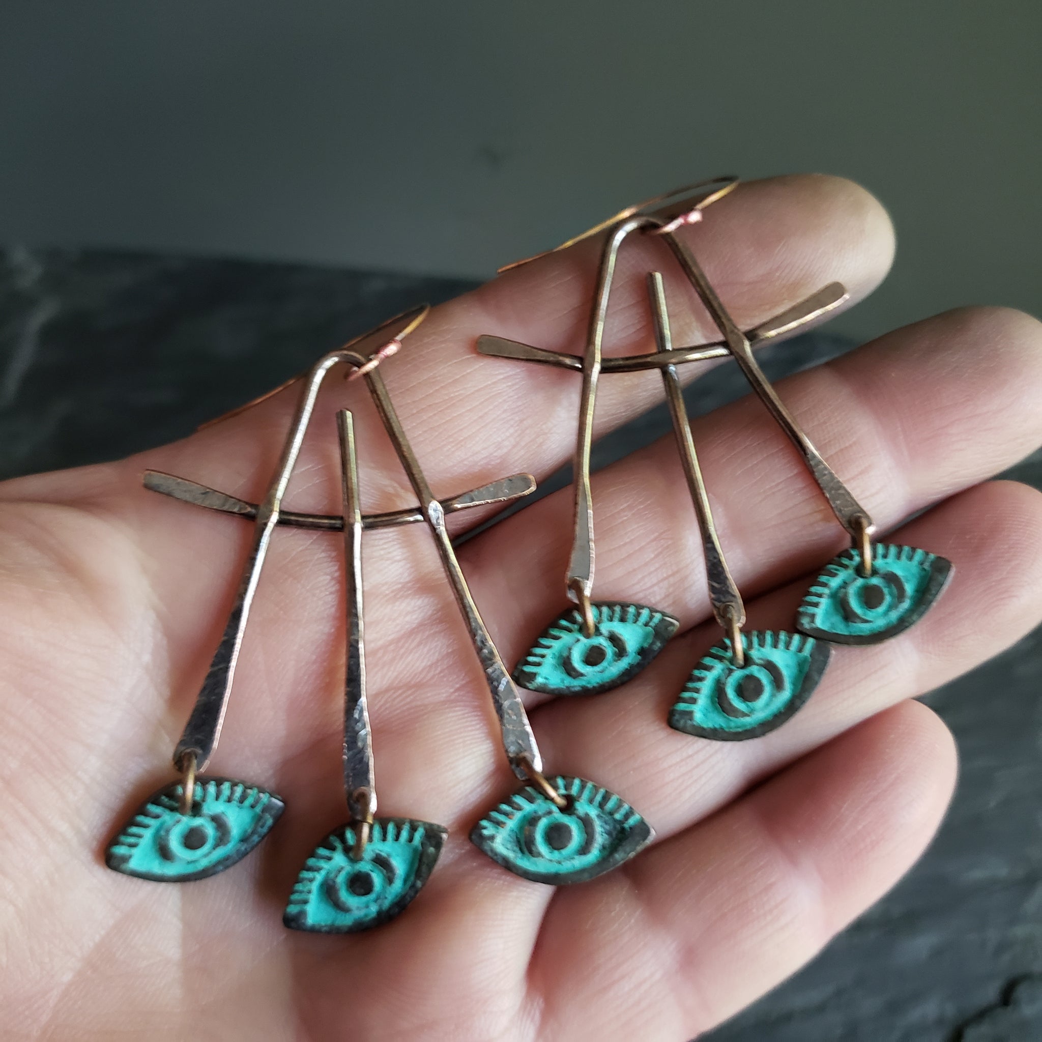 Three Third Eyes Copper Earrings