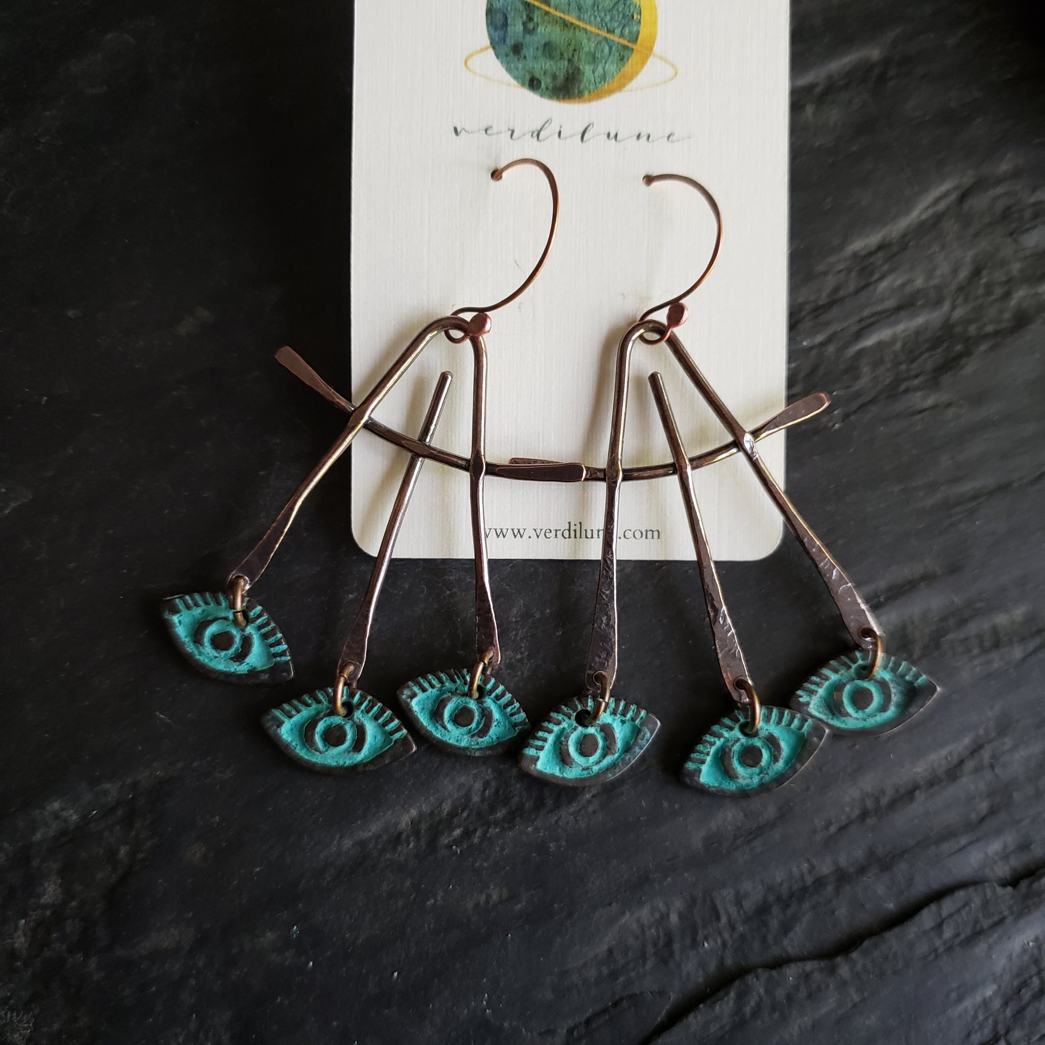 Three Third Eyes Copper Earrings