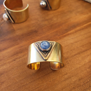 Brass Finger Cuff Adjustable Gemstone Ring