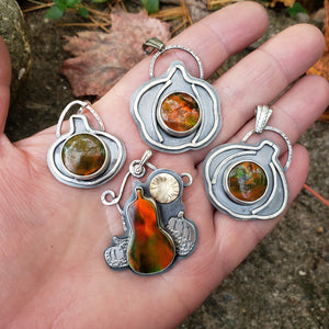 Pumpkin Patch Opal Pendants in Sterling Silver