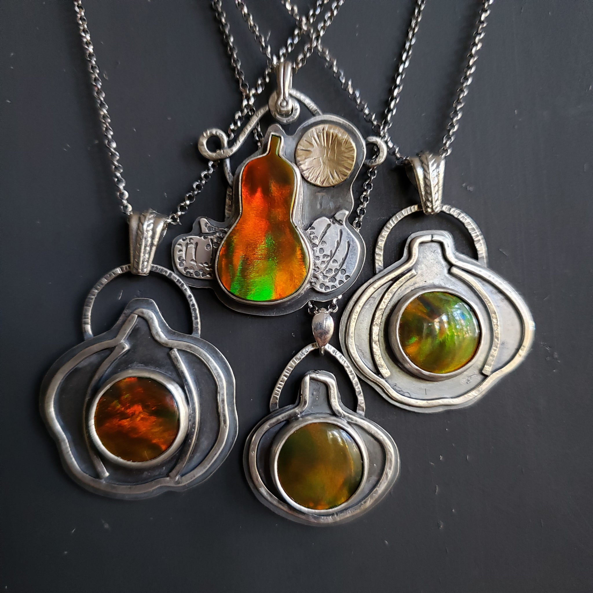 Pumpkin Patch Opal Pendants in Sterling Silver