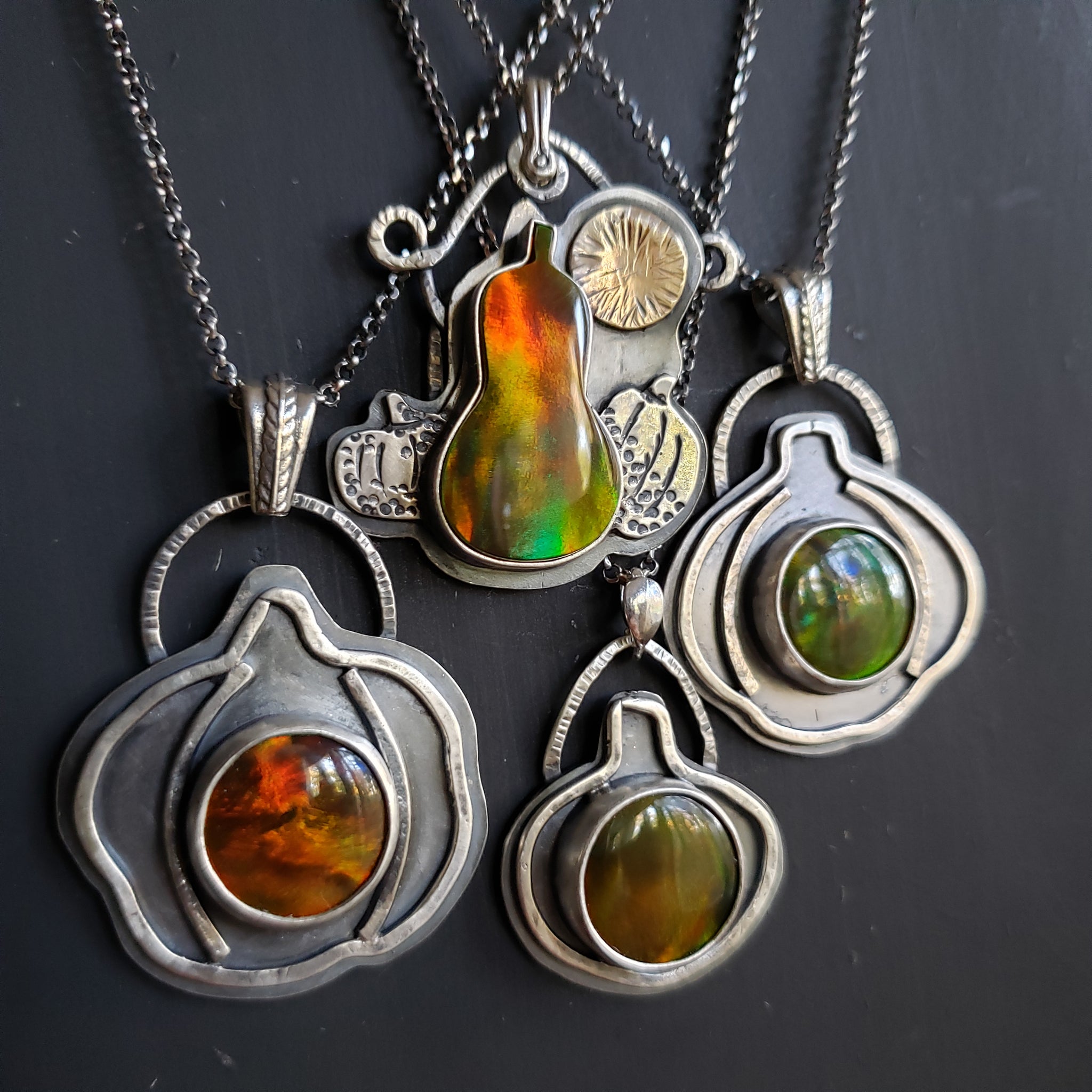 Pumpkin Patch Opal Pendants in Sterling Silver