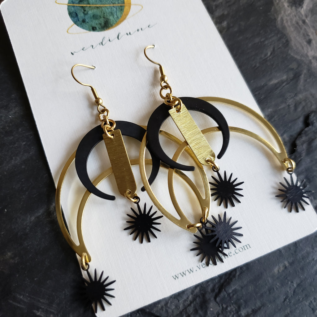 Elemental Metals Collection ◇Big Bang◇ Celestially-Inspired Brass Earrings