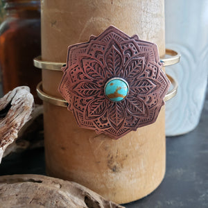 Copper Mandala Cuff with Turquoise