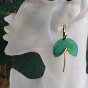 Verdigris Patina Petal Drop Earrings