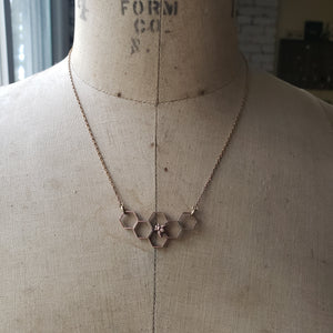 Copper Honeycomb Necklace with Honeybee