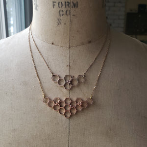 Copper Honeycomb Necklace with Honeybee