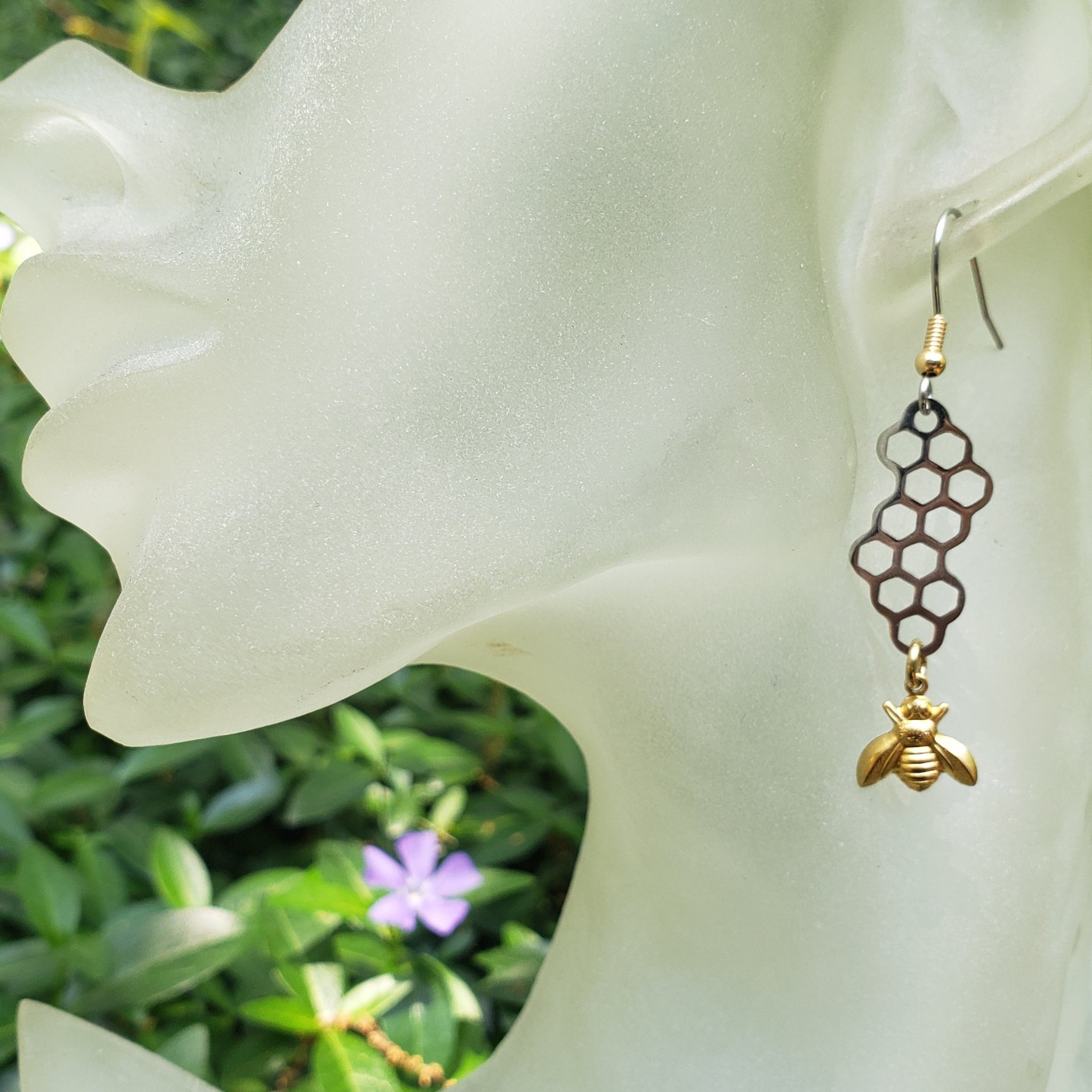 Elemental Metals Collection ◇Honeycomb◇ Celestially-Inspired Brass Earrings