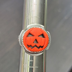 Jack-o-Lantern Rings in Sterling Silver - Made to Order