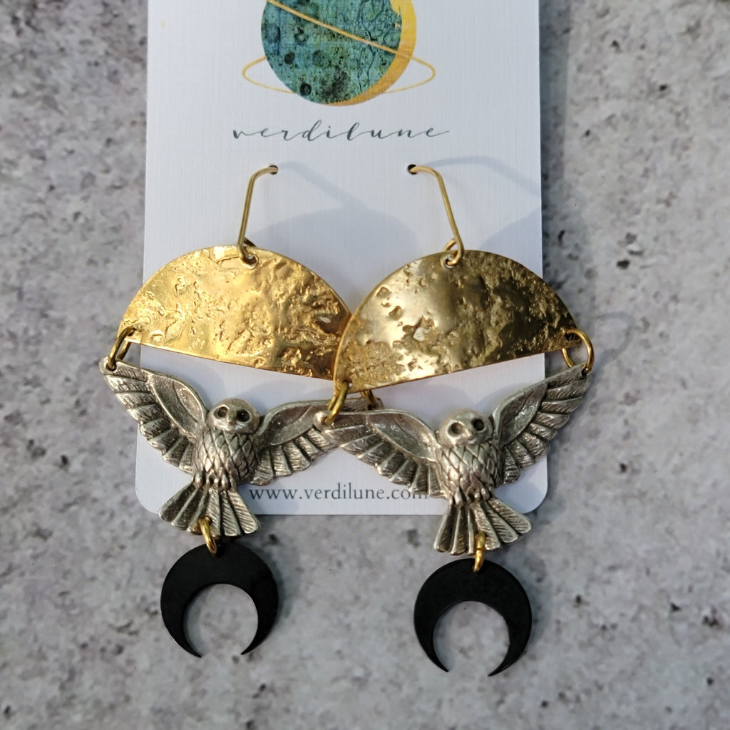 Moonlit Owl Mixed Metals Earrings