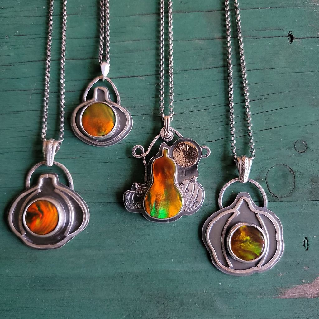 Pumpkin Patch Opal Pendants in Sterling Silver