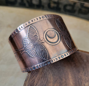 Luna Moth Copper Cuff Bracelet