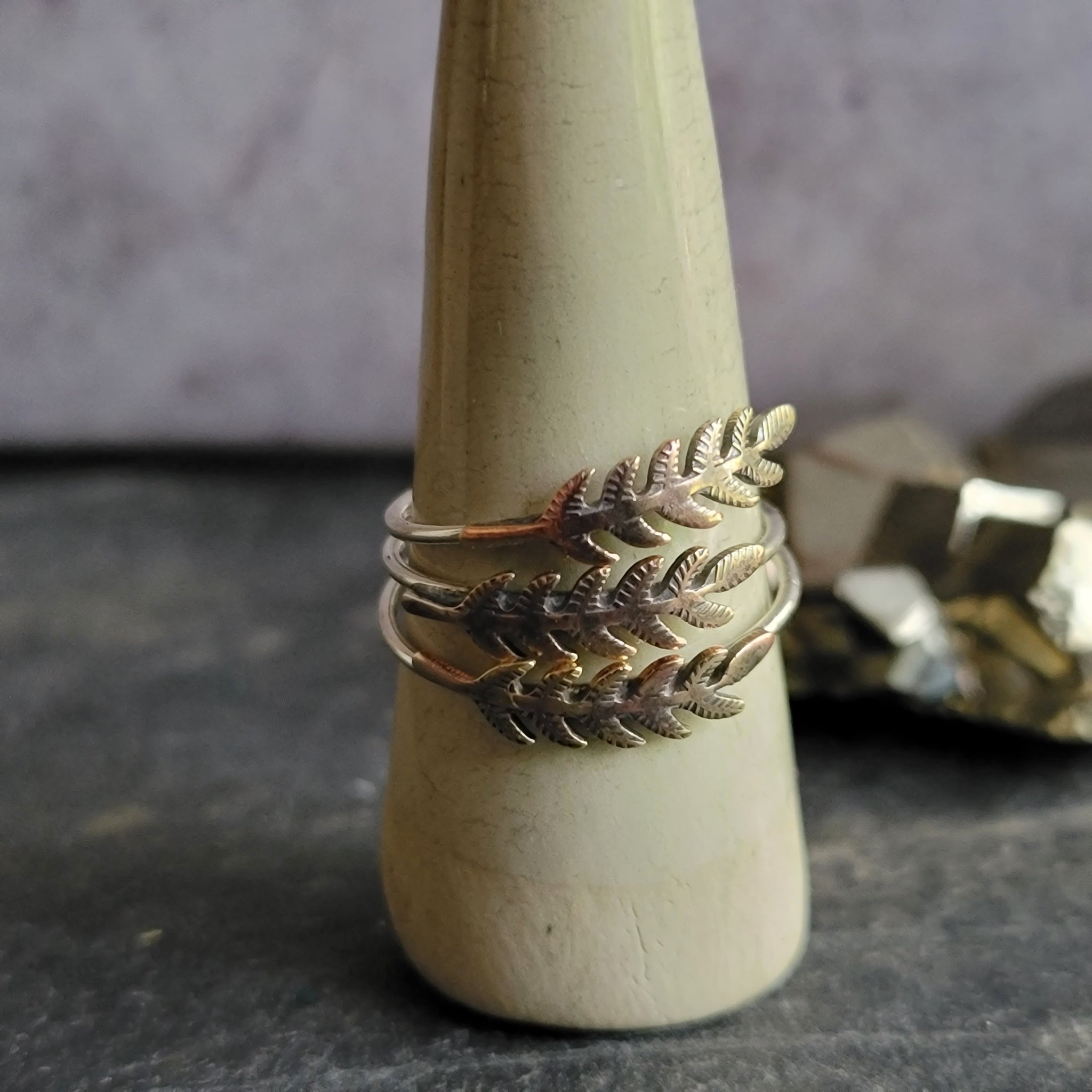 Fern Leaf Copper & Sterling Silver Stacking Ring