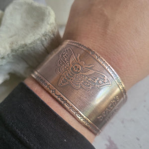 Death's Head Hawk Moth Copper Cuff Bracelet