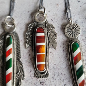 Candy Cane Striped Opal Pendants in Sterling Silver