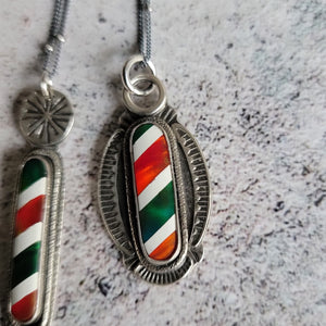 Candy Cane Striped Opal Pendants in Sterling Silver