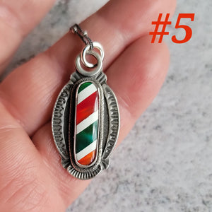 Candy Cane Striped Opal Pendants in Sterling Silver