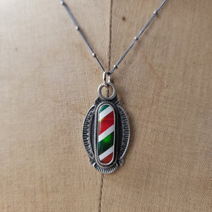 Candy Cane Striped Opal Pendants in Sterling Silver