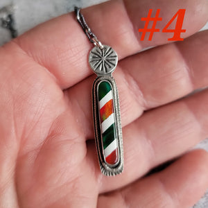 Candy Cane Striped Opal Pendants in Sterling Silver