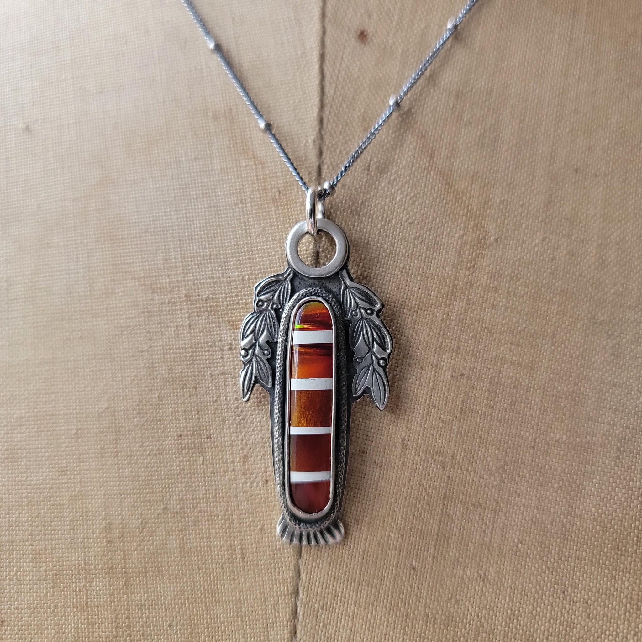 Candy Cane Striped Opal Pendants in Sterling Silver