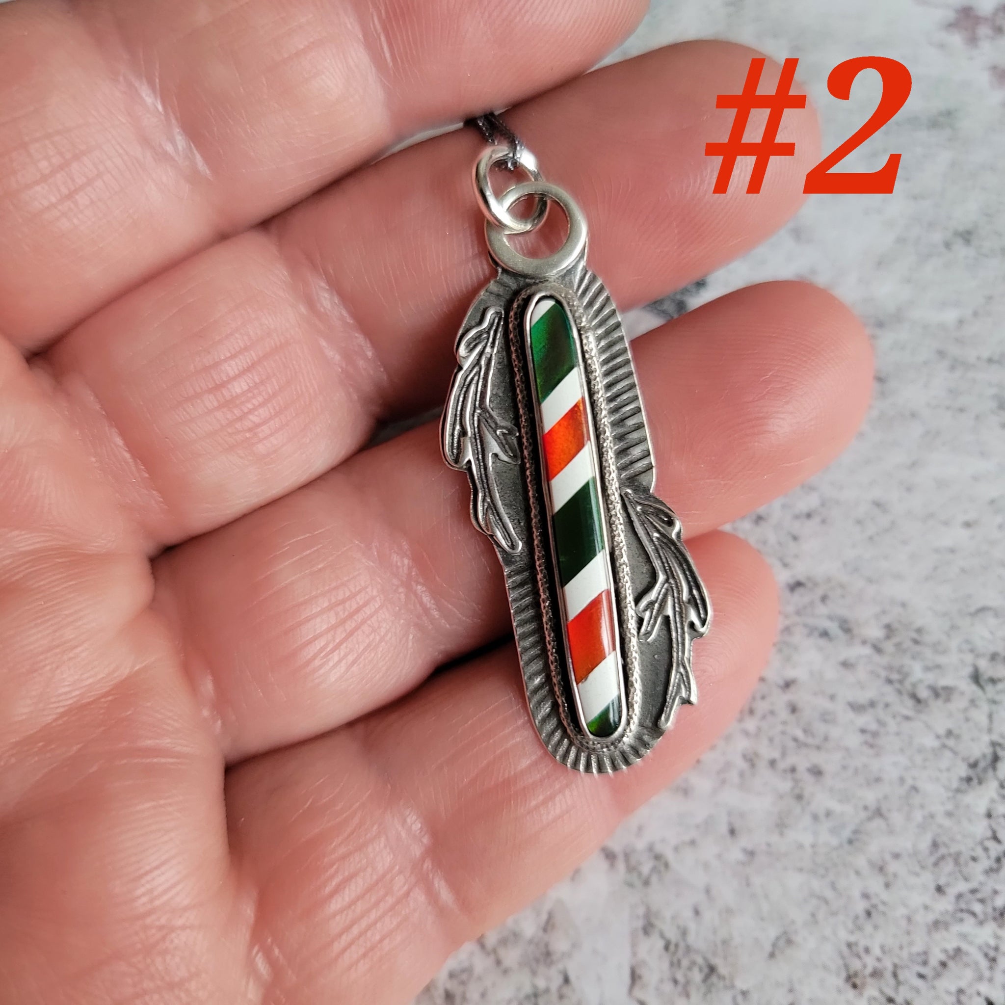 Candy Cane Striped Opal Pendants in Sterling Silver