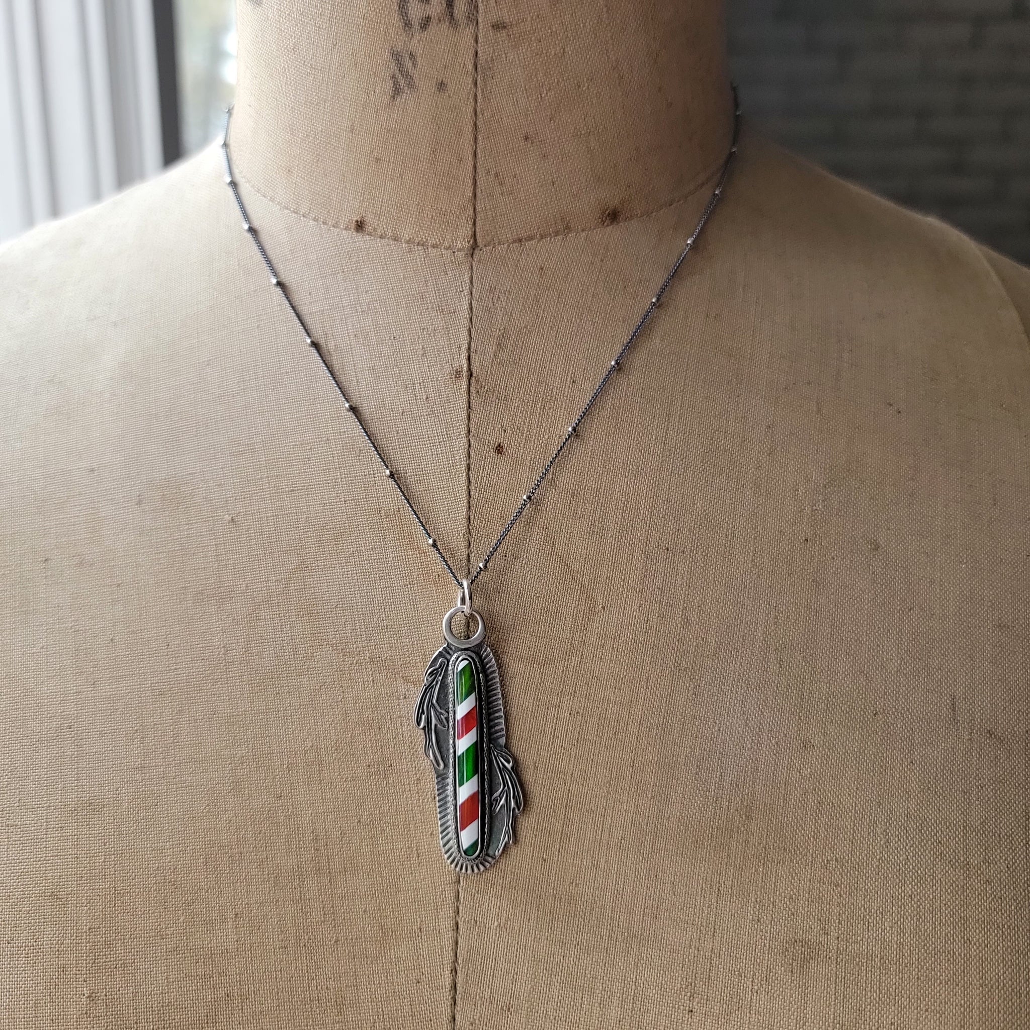 Candy Cane Striped Opal Pendants in Sterling Silver