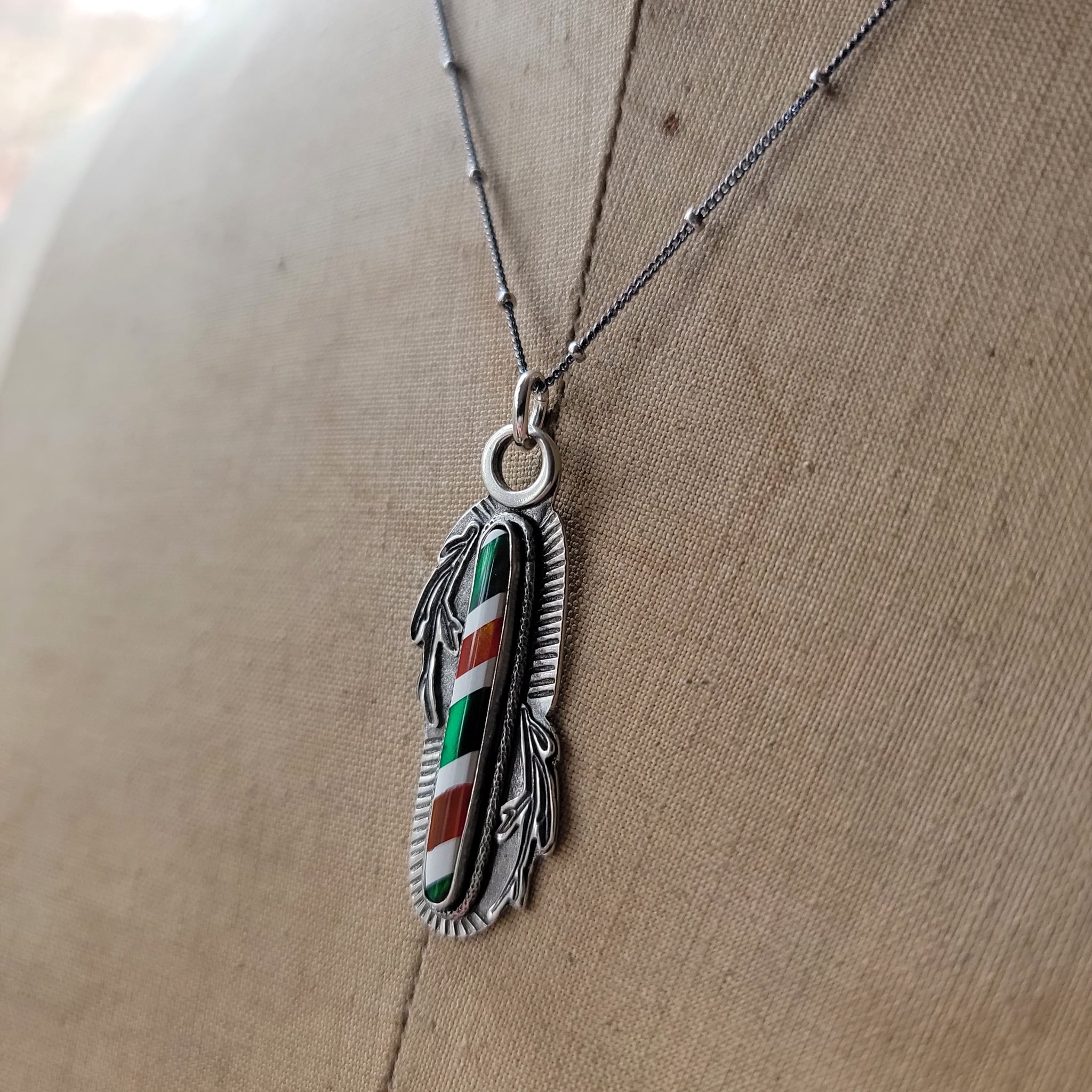 Candy Cane Striped Opal Pendants in Sterling Silver