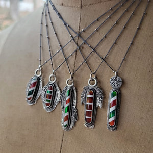 Candy Cane Striped Opal Pendants in Sterling Silver