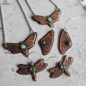 Copper Moth in Flight Necklace with Amazonite