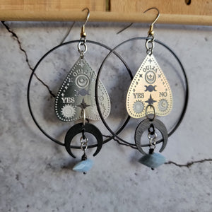 Elemental Metals Collection ◇Ouija◇ Celestially-Inspired Brass & Gemstone Earrings