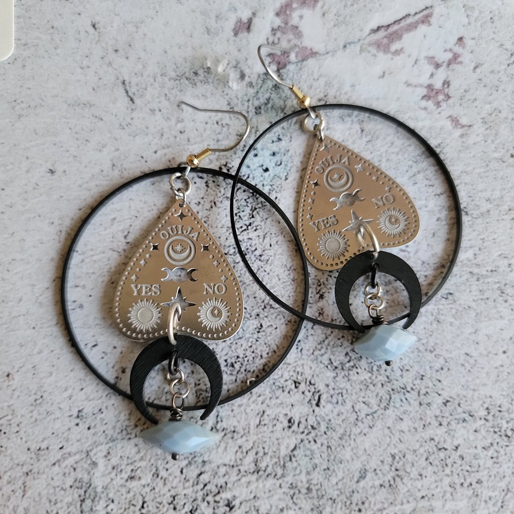 Elemental Metals Collection ◇Ouija◇ Celestially-Inspired Brass & Gemstone Earrings