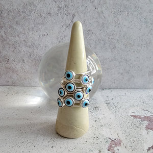 Mati Greek Evil🧿Eye Stacking Ring in Sterling Silver