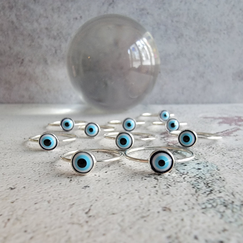 Mati Greek Evil🧿Eye Stacking Ring in Sterling Silver