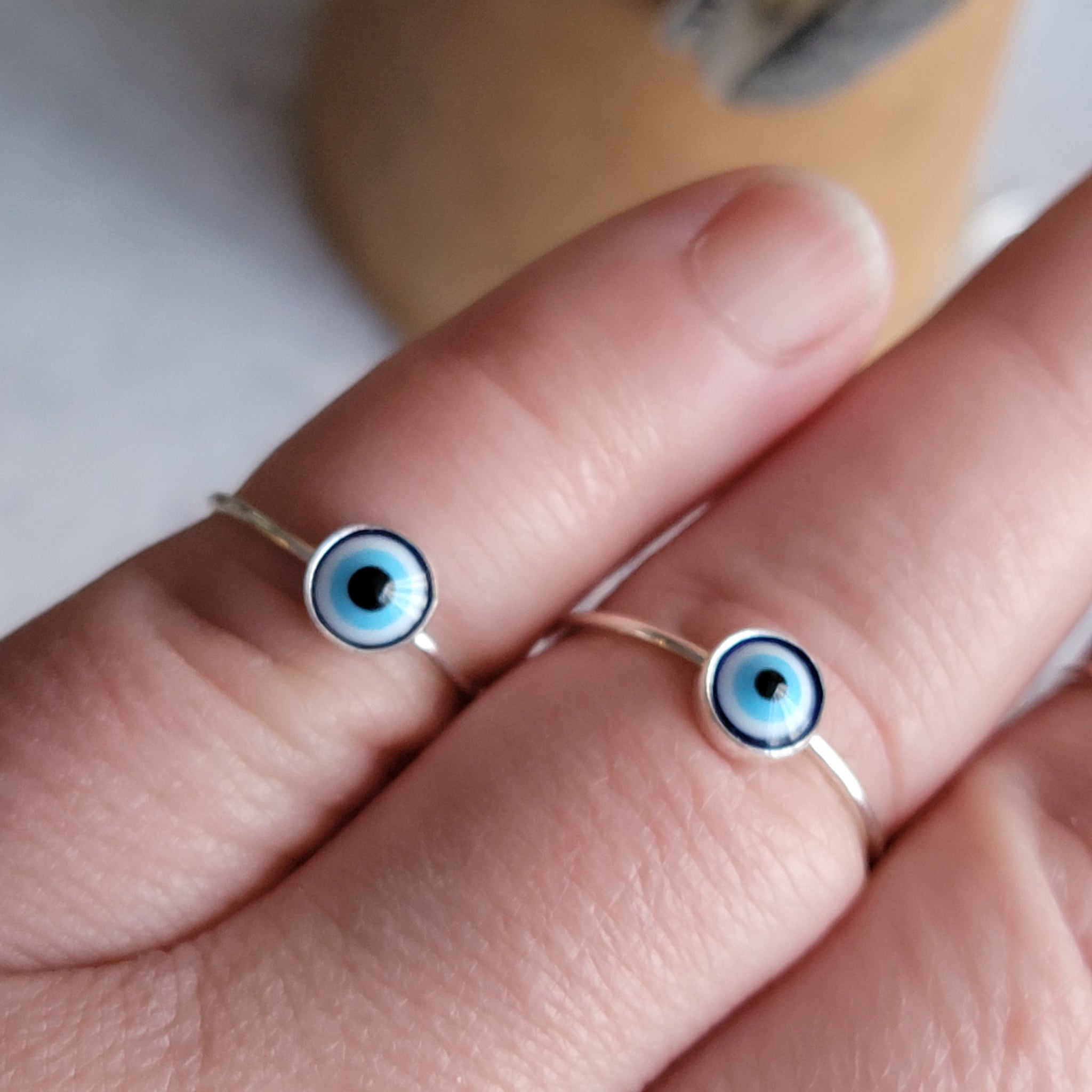 Mati Greek Evil🧿Eye Stacking Ring in Sterling Silver