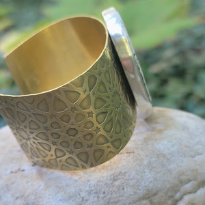 Rustic Ceramic Fern Cuff in Brass