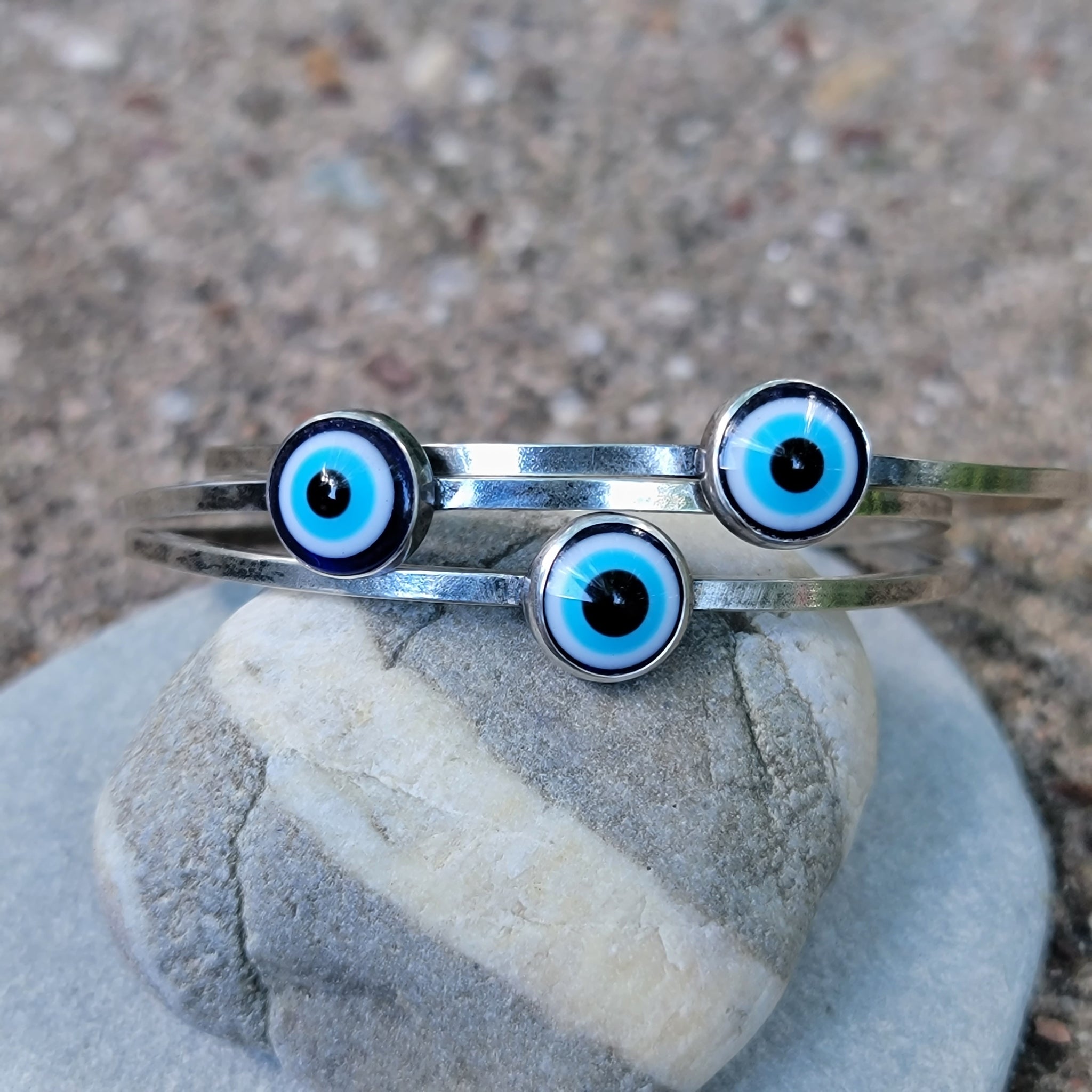 Mati Greek Evil🧿Eye Cuff in Sterling Silver