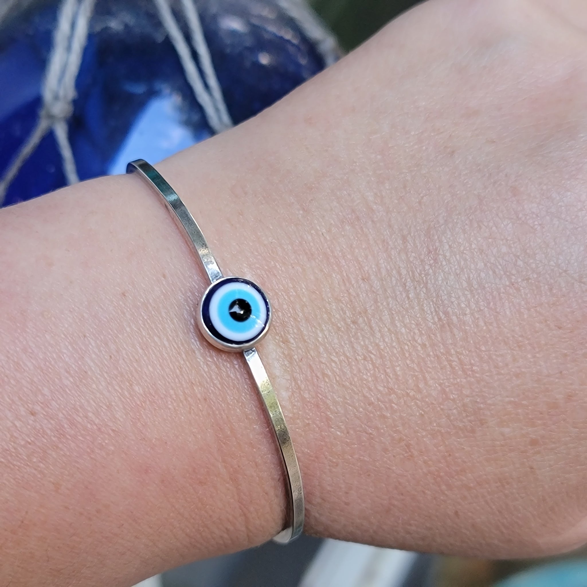 Mati Greek Evil🧿Eye Cuff in Sterling Silver