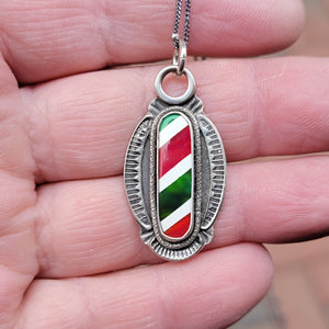 Candy Cane Striped Opal Pendants in Sterling Silver