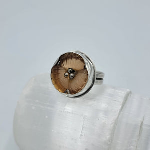 Peach Blossom Czech Glass Ring in Sterling Silver