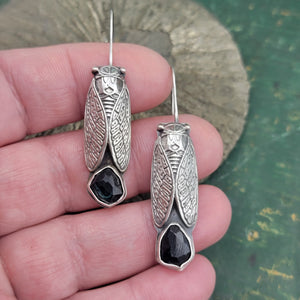 Blue Topaz Cicada Earrings in Sterling Silver